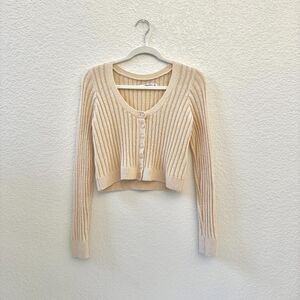 Abercrombie & Fitch Cropped Ribbed Knit Cardigan